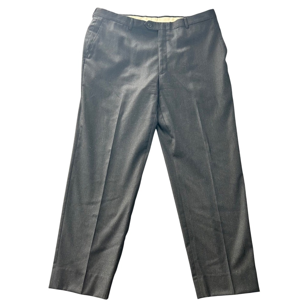 Daniel Cremieux Loro Piana Wool Dress Pants Mens 38R Fits 40x29 Black Flat Front